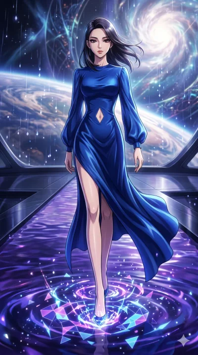 score_9, masterpiece, best quality, ultra-detailed, High-budget Anime Keyframe, vibrant colors, fluid line-art, expressive lighting, cinematic composition, Ufotable-style visual effects, top-tier animation quality, Korean woman with idol-like refined