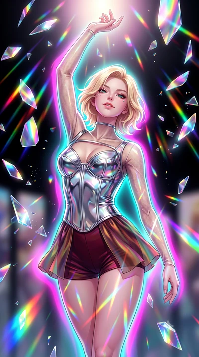 score_9, masterpiece, best quality, ultra-detailed, high-budget anime keyframe, editorial fashion photography, tasteful artistic composition, Caucasian woman. close-up cowboy shot from the waist and thighs up, the character dominates the composition,