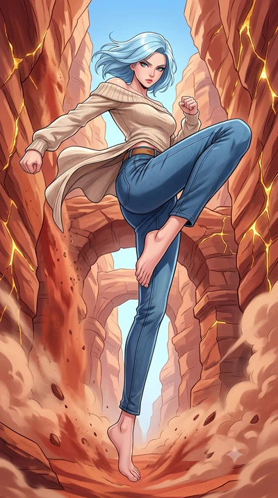 score_9, masterpiece, best quality, ultra-detailed, high-budget anime keyframe, clean line-art, cel-shading, Korean woman. low angle full-body shot from head to toe showing her feet, filling the entire 9:16 vertical frame with her statuesque presence