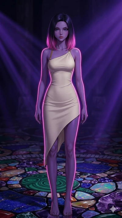 score_9, masterpiece, best quality, ultra-detailed, high-budget anime keyframe, editorial fashion photography, tasteful artistic composition, Korean woman. cowboy shot from the thighs up, character and outfit filling the frame for maximum editorial p