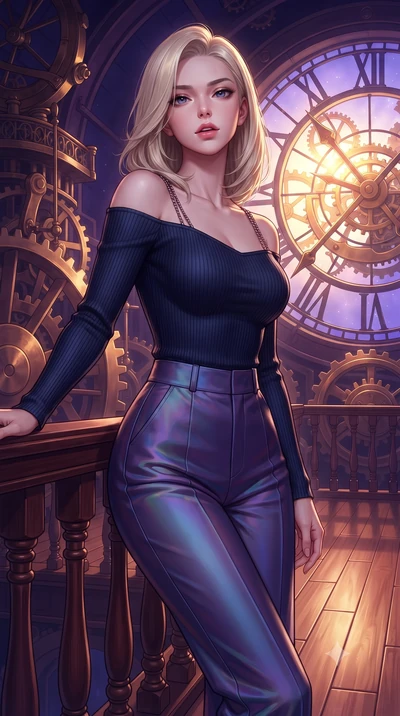score_9, masterpiece, best quality, ultra-detailed, high-budget anime keyframe, editorial fashion photography, tasteful artistic composition, Caucasian woman. close-up cowboy shot from the waist and thighs up, the character dominates the composition,