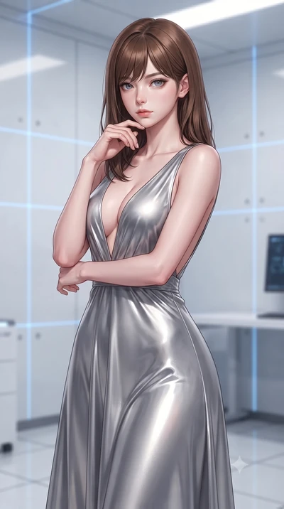 score_9, masterpiece, best quality, ultra-detailed, high-budget anime keyframe, editorial fashion photography, tasteful artistic composition, Korean woman woman. close-up cowboy shot from the waist and thighs up, the character dominates the compositi