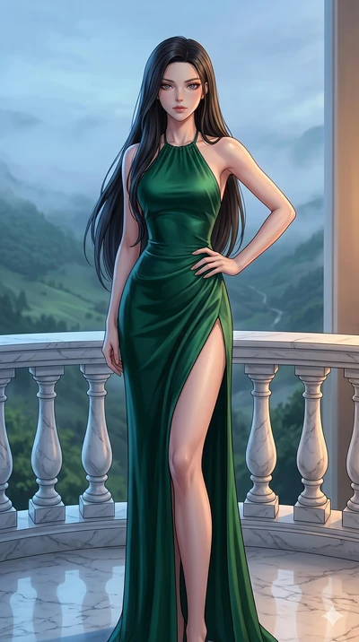score_9, masterpiece, best quality, ultra-detailed, high-budget anime keyframe, editorial fashion photography, tasteful artistic composition, Korean woman. cowboy shot from the thighs up, character and outfit filling the frame for maximum editorial p