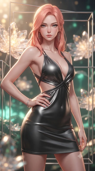 score_9, masterpiece, best quality, ultra-detailed, high-budget anime keyframe, editorial fashion photography, tasteful artistic composition, Japanese woman. close-up cowboy shot from the waist and thighs up, the character dominates the composition, 