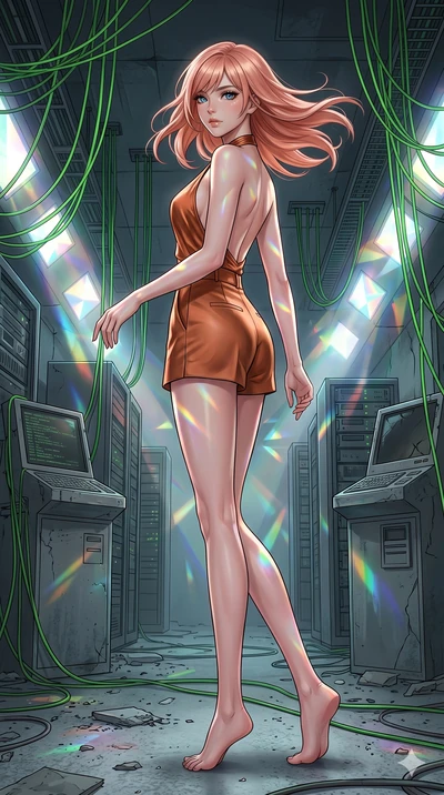 score_9, masterpiece, best quality, ultra-detailed, high-budget anime keyframe, editorial fashion photography, tasteful artistic composition, Japanese woman. low angle full-body shot from head to toe showing her feet, filling the entire 9:16 vertical