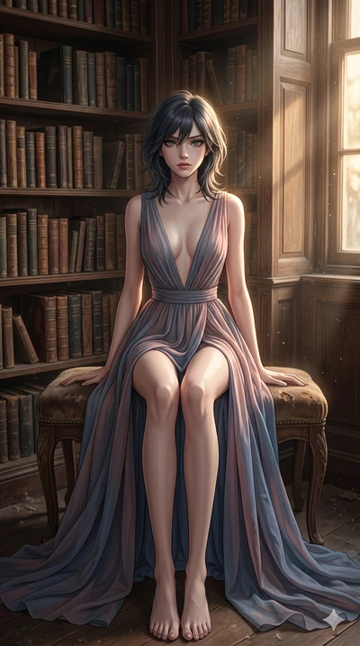 score_9, masterpiece, best quality, ultra-detailed, high-budget anime keyframe, editorial fashion photography, tasteful artistic composition, Caucasian woman, strictly human ears. cowboy shot from the thighs up, character and outfit filling the frame