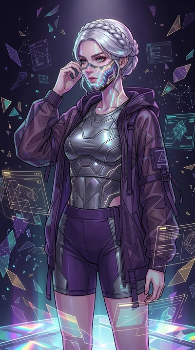 score_9, masterpiece, best quality, ultra-detailed, high-budget anime movie keyframe, cinematic anime lighting, intricate line art, Caucasian (strictly human ears) woman. Medium shot of upper body capturing the intricate details of her high-fashion a