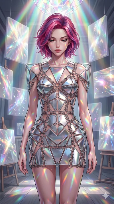 score_9, masterpiece, best quality, ultra-detailed, high-budget anime keyframe, editorial fashion photography, tasteful artistic composition, Caucasian woman, strictly human ears. cowboy shot from the thighs up, character and outfit filling the frame
