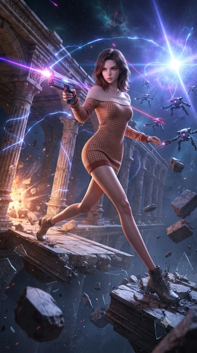 score_9, masterpiece, best quality, ultra-detailed, high-budget anime keyframe, editorial fashion photography, tasteful artistic composition, realistic cosplay photography, Korean woman. low angle full-body shot from head to toe showing her feet, fil