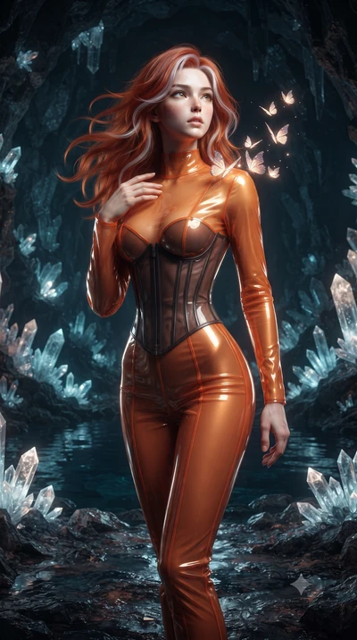 score_9, masterpiece, best quality, ultra-detailed, High-budget Anime Keyframe, editorial fashion photography, tasteful artistic composition, realistic cosplay photography, Caucasian woman, strictly human ears. Low angle cowboy shot filling the entir