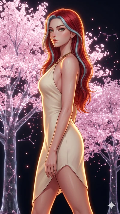 score_9, masterpiece, best quality, ultra-detailed, high-budget anime keyframe, editorial fashion photography, tasteful artistic composition, Caucasian woman, strictly human ears. cowboy shot from the thighs up, character and outfit filling the frame