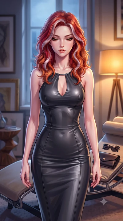 score_9, masterpiece, best quality, ultra-detailed, high-budget anime keyframe, editorial fashion photography, tasteful artistic composition, Caucasian woman. close-up cowboy shot from the waist and thighs up, the character dominates the composition,