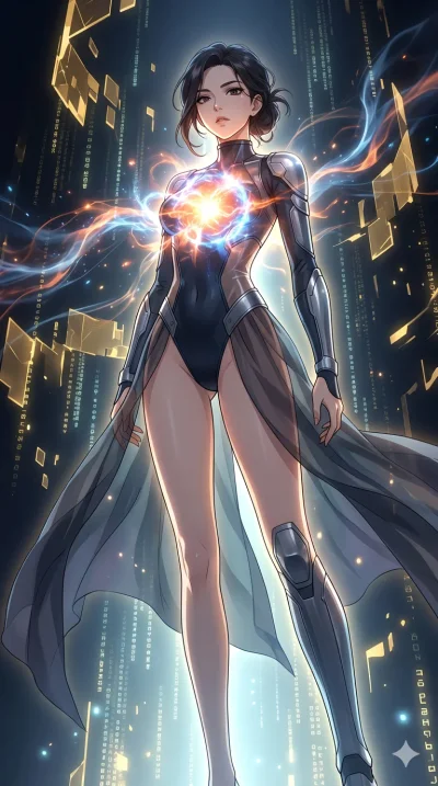 score_9, masterpiece, best quality, ultra-detailed, High-budget Anime Keyframe, vibrant colors, fluid line-art, expressive lighting, cinematic composition, Ufotable-style visual effects, top-tier animation quality, Korean woman with idol-like refined
