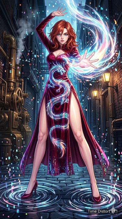score_9, masterpiece, best quality, ultra-detailed, Set A: High-budget Anime Keyframe, Caucasian (human ears) woman. Low angle cowboy shot filling the entire 9:16 frame with her statuesque presence. Theme: Primal Nature. unleashing a massive energy w
