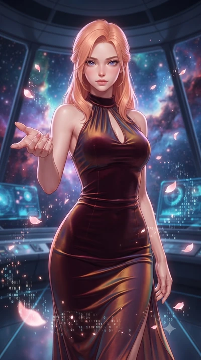 score_9, masterpiece, best quality, ultra-detailed, high-budget anime keyframe, editorial fashion photography, tasteful artistic composition, Japanese woman. close-up cowboy shot from the waist and thighs up, the character dominates the composition, 