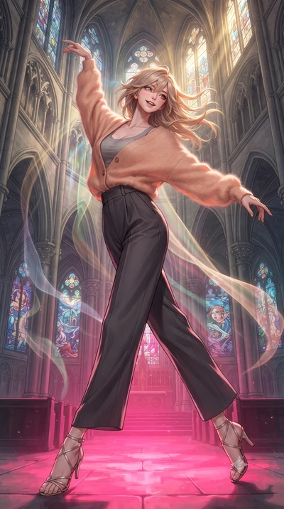 score_9, masterpiece, best quality, ultra-detailed, high-budget anime keyframe, editorial fashion photography, tasteful artistic composition, Japanese woman. low angle full-body shot from head to toe showing her feet, filling the entire 9:16 vertical