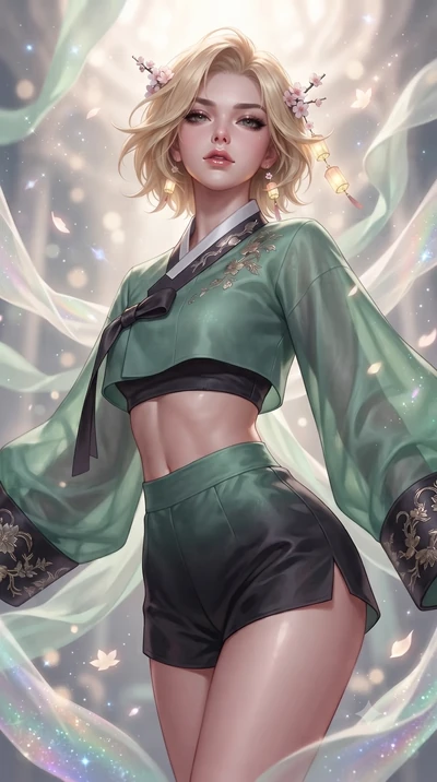 score_9, masterpiece, best quality, ultra-detailed, high-budget anime keyframe, editorial fashion photography, tasteful artistic composition, Caucasian woman. close-up cowboy shot from the waist and thighs up, the character dominates the composition,