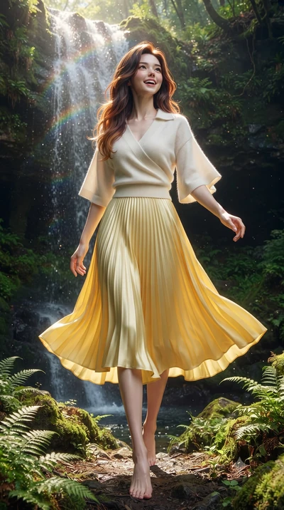 score_9, masterpiece, best quality, ultra-detailed, high-budget anime keyframe, editorial fashion photography, tasteful artistic composition, Korean woman. low angle full-body shot from head to toe showing her feet, filling the entire 9:16 vertical f