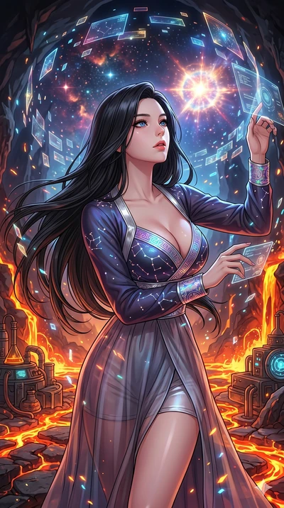 score_9, masterpiece, best quality, ultra-detailed, high-budget anime movie keyframe, cinematic anime lighting, intricate line art, Caucasian (strictly human ears) woman. Upper body filling screen focusing on her alluring features and slim-fit silhou