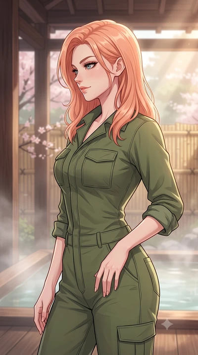 score_9, masterpiece, best quality, ultra-detailed, high-budget anime keyframe, tasteful artistic composition, Japanese woman. close-up cowboy shot from the waist and thighs up, the character dominates the composition, filling the frame with her larg