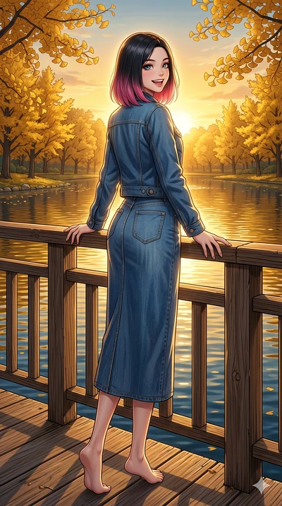 score_9, masterpiece, best quality, ultra-detailed, high-budget anime keyframe, vibrant anime aesthetic, Korean woman. low angle full-body shot from head to toe showing her feet, filling the entire 9:16 vertical frame with her statuesque presence, st