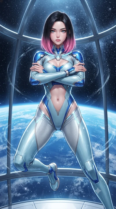 score_9, masterpiece, best quality, ultra-detailed, high-budget anime keyframe, editorial fashion photography, tasteful artistic composition, Korean woman. close-up cowboy shot from the waist and thighs up, the character dominates the composition, fi