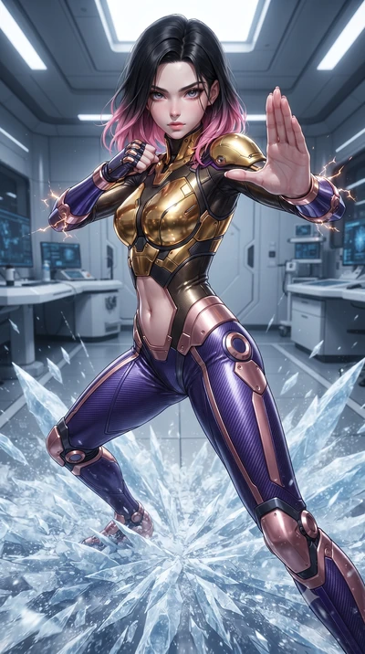 score_9, masterpiece, best quality, ultra-detailed, high-budget anime keyframe, editorial fashion photography, tasteful artistic composition, Korean woman. close-up cowboy shot from the waist and thighs up, the character dominates the composition, fi