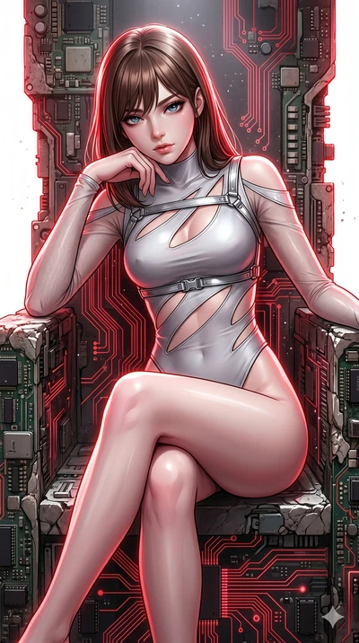 score_9, masterpiece, best quality, ultra-detailed, high-budget anime keyframe, editorial fashion photography, tasteful artistic composition, Korean woman. Upper body close-up from the thighs up, character filling the screen for maximum presence. She