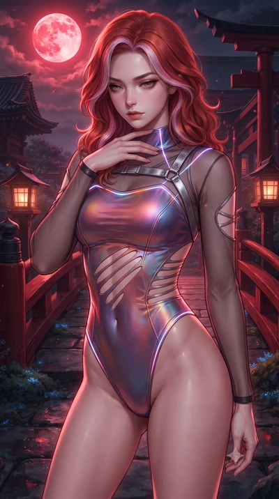 score_9, masterpiece, best quality, ultra-detailed, high-budget anime keyframe, editorial fashion photography, tasteful artistic composition, Caucasian woman. close-up cowboy shot from the waist and thighs up, the character dominates the composition,