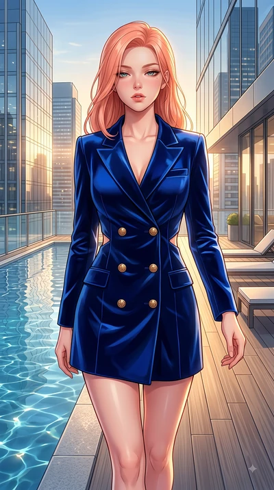 score_9, masterpiece, best quality, ultra-detailed, high-budget anime keyframe, editorial fashion photography, tasteful artistic composition, Japanese woman. close-up cowboy shot from the waist and thighs up, the character dominates the composition, 