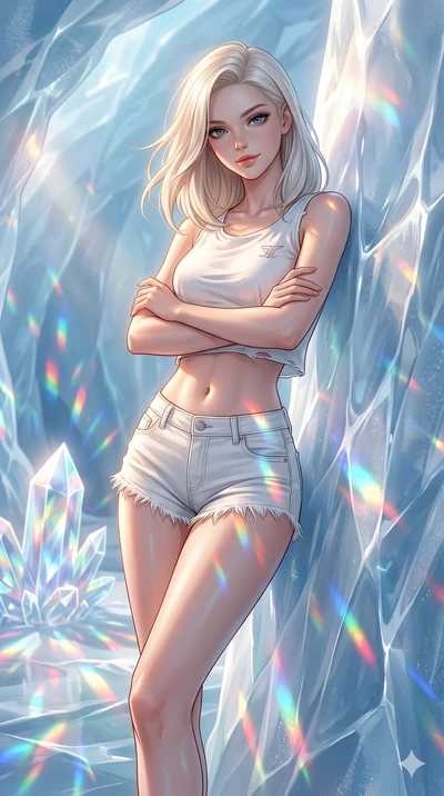 score_9, masterpiece, best quality, ultra-detailed, high-budget anime keyframe, editorial fashion photography, tasteful artistic composition, Caucasian woman, strictly human ears. cowboy shot from the thighs up, character and outfit filling the frame