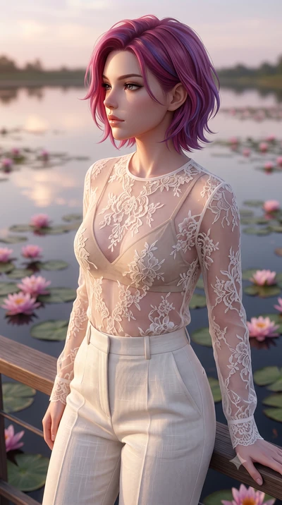 score_9, masterpiece, best quality, ultra-detailed, high-budget anime keyframe, editorial fashion photography, tasteful artistic composition, Caucasian woman woman. close-up cowboy shot from the waist and thighs up, the character dominates the compos