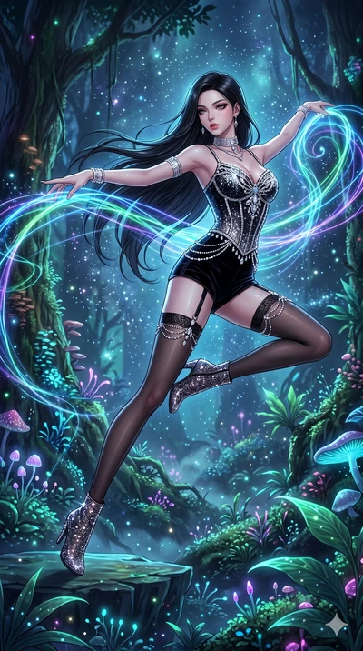 score_9, masterpiece, best quality, ultra-detailed, high-budget anime movie keyframe, cinematic anime lighting, intricate line art, Japanese anime girl. Dynamic full-body shot stretching the vertical silhouette across the 9:16 frame. weaving threads 