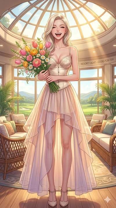 score_9, masterpiece, best quality, ultra-detailed, high-budget anime keyframe, vibrant anime aesthetic, Caucasian woman, strictly human ears. cowboy shot from the thighs up, character and outfit filling the frame for maximum presence. She is posing 