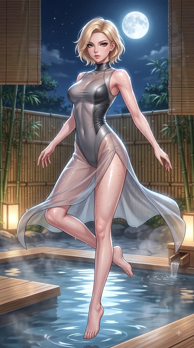 score_9, masterpiece, best quality, ultra-detailed, high-budget anime keyframe, editorial fashion photography, tasteful artistic composition, Caucasian woman. low angle full-body shot from head to toe showing her feet, filling the entire 9:16 vertica