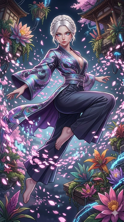 score_9, masterpiece, best quality, ultra-detailed, Set A: High-budget Anime Keyframe, Caucasian (strictly human ears) woman. Low angle cowboy shot filling the entire 9:16 frame with her statuesque presence. Standing victoriously through a misty lake
