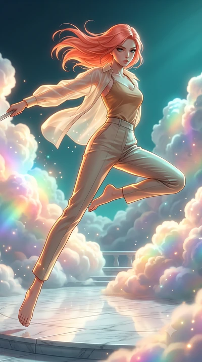 score_9, masterpiece, best quality, ultra-detailed, high-budget anime keyframe, editorial fashion photography, tasteful artistic composition, realistic cosplay photography, Japanese woman. low angle full-body shot from head to toe showing her feet, f