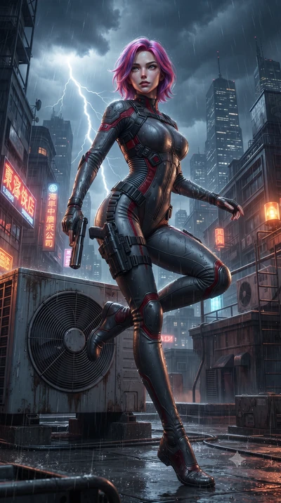 score_9, masterpiece, best quality, ultra-detailed, high-budget anime keyframe, editorial fashion photography, tasteful artistic composition, Caucasian woman. low angle full-body shot from head to toe showing her feet, filling the entire 9:16 vertica