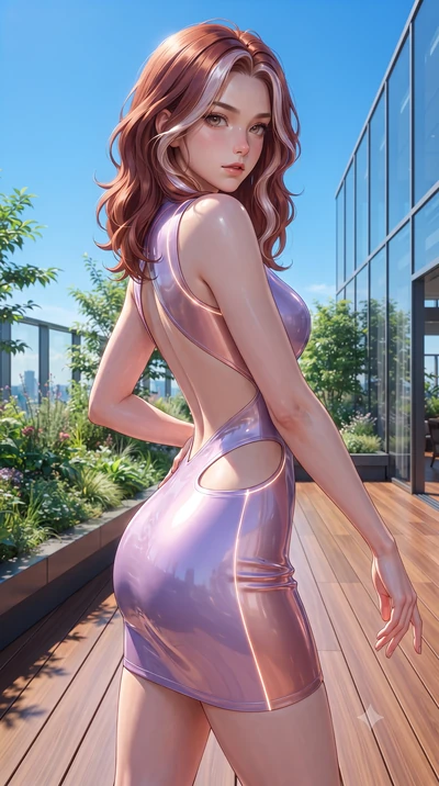 score_9, masterpiece, best quality, ultra-detailed, high-budget anime keyframe, editorial fashion photography, tasteful artistic composition, Caucasian woman. close-up cowboy shot from the waist and thighs up, the character dominates the composition,