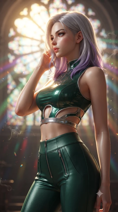 score_9, masterpiece, best quality, ultra-detailed, high-budget anime keyframe, editorial fashion photography, tasteful artistic composition, Caucasian woman. close-up cowboy shot from the waist and thighs up, the character dominates the composition,