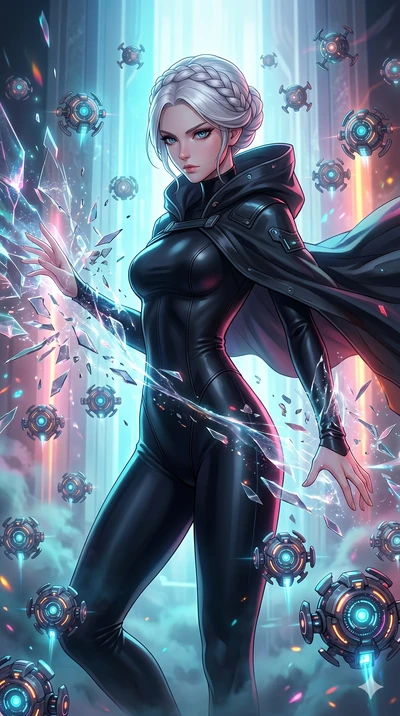 score_9, masterpiece, best quality, ultra-detailed, Set A: High-budget Anime Keyframe, Japanese woman. Upper body close-up from the thighs up, character filling the screen for maximum presence. Theme: Ethereal Dream. shattering the fabric of reality 
