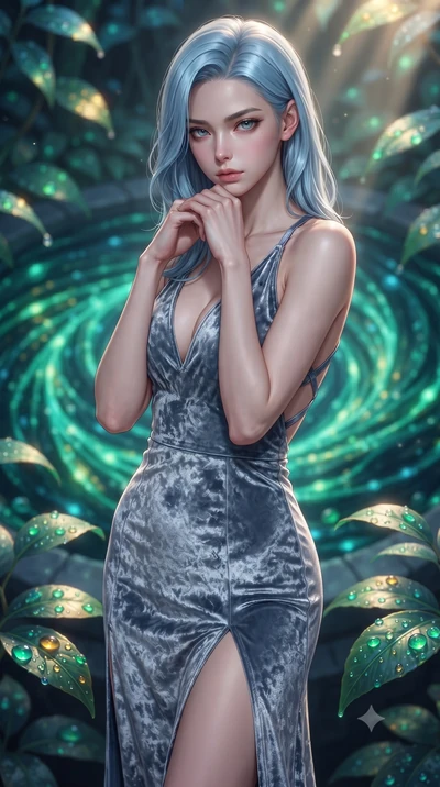 score_9, masterpiece, best quality, ultra-detailed, high-budget anime keyframe, editorial fashion photography, tasteful artistic composition, Korean woman. close-up cowboy shot from the waist and thighs up, the character dominates the composition, fi