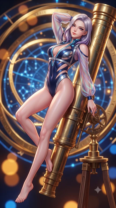 score_9, masterpiece, best quality, ultra-detailed, high-budget anime keyframe, semi-realistic 3D game render, editorial fashion photography, tasteful artistic composition, Caucasian woman. low angle full-body shot from head to toe showing her feet, 