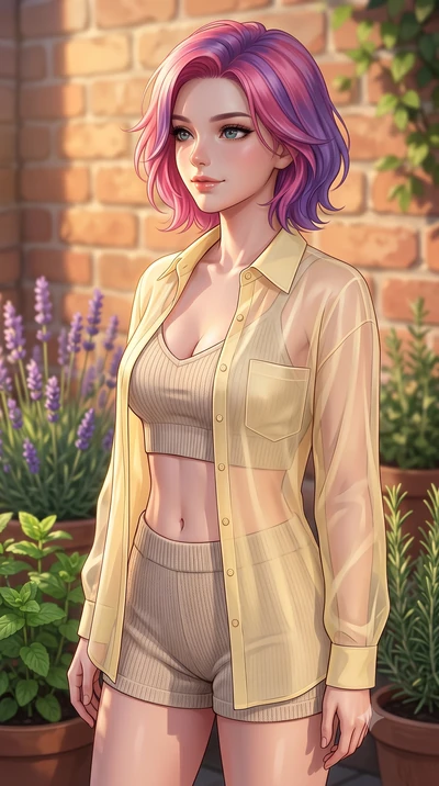 score_9, masterpiece, best quality, ultra-detailed, high-budget anime keyframe, editorial fashion photography, tasteful artistic composition, Caucasian woman woman. close-up cowboy shot from the waist and thighs up, the character dominates the compos