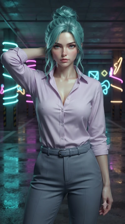 score_9, masterpiece, best quality, ultra-detailed, high-budget anime keyframe, editorial fashion photography, tasteful artistic composition, Japanese woman. close-up cowboy shot from the waist and thighs up, the character dominates the composition, 