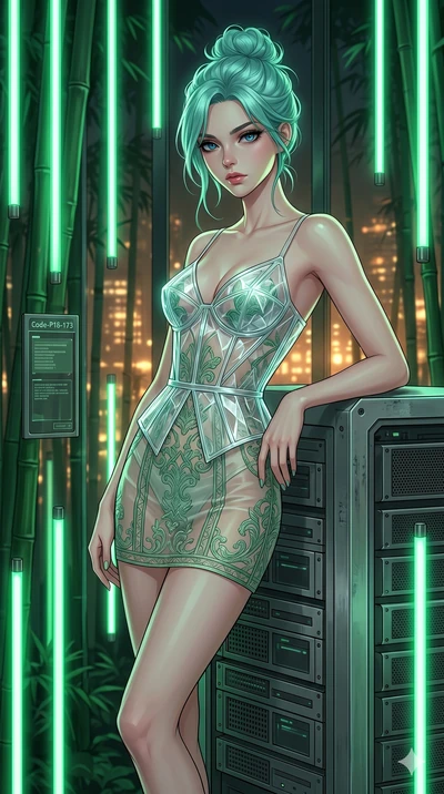 score_9, masterpiece, best quality, ultra-detailed, high-budget anime keyframe, editorial fashion photography, tasteful artistic composition, Japanese woman. cowboy shot from the thighs up, character and outfit filling the frame for maximum editorial