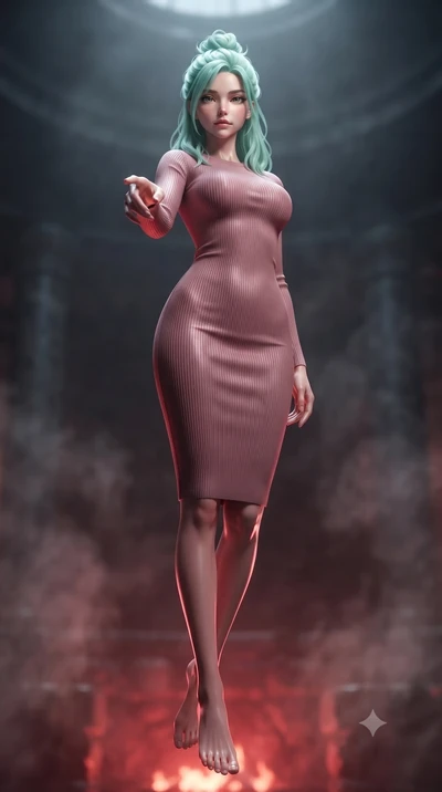 score_9, masterpiece, best quality, ultra-detailed, high-budget anime keyframe, editorial fashion photography, tasteful artistic composition, Japanese woman woman. low angle full-body shot from head to toe showing her feet, filling the entire 9:16 ve