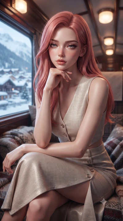 score_9, masterpiece, best quality, ultra-detailed, high-budget anime keyframe, editorial fashion photography, tasteful artistic composition, Japanese woman. close-up cowboy shot from the waist and thighs up, the character dominates the composition, 
