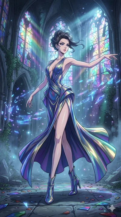 score_9, masterpiece, best quality, ultra-detailed, high-budget anime movie keyframe, cinematic anime lighting, intricate line art, Caucasian (strictly human ears) woman. Dynamic full-body shot stretching the vertical silhouette across the 9:16 frame