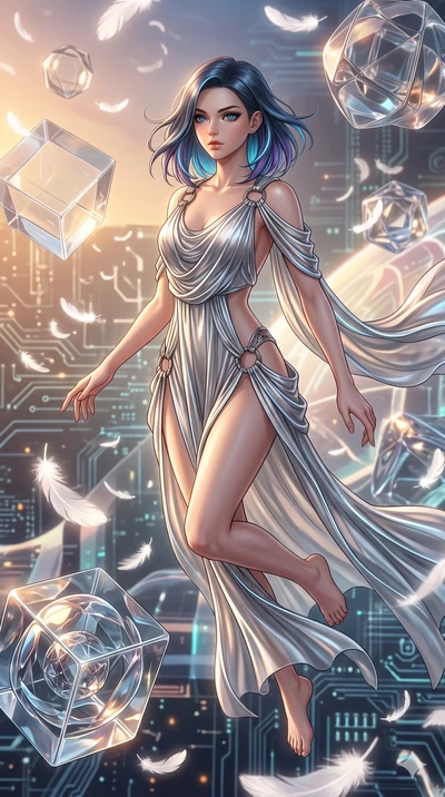 score_9, masterpiece, best quality, ultra-detailed, high-budget anime keyframe, editorial fashion photography, tasteful artistic composition, Caucasian woman, strictly human ears. upper body close-up from the thighs up, character filling the screen f